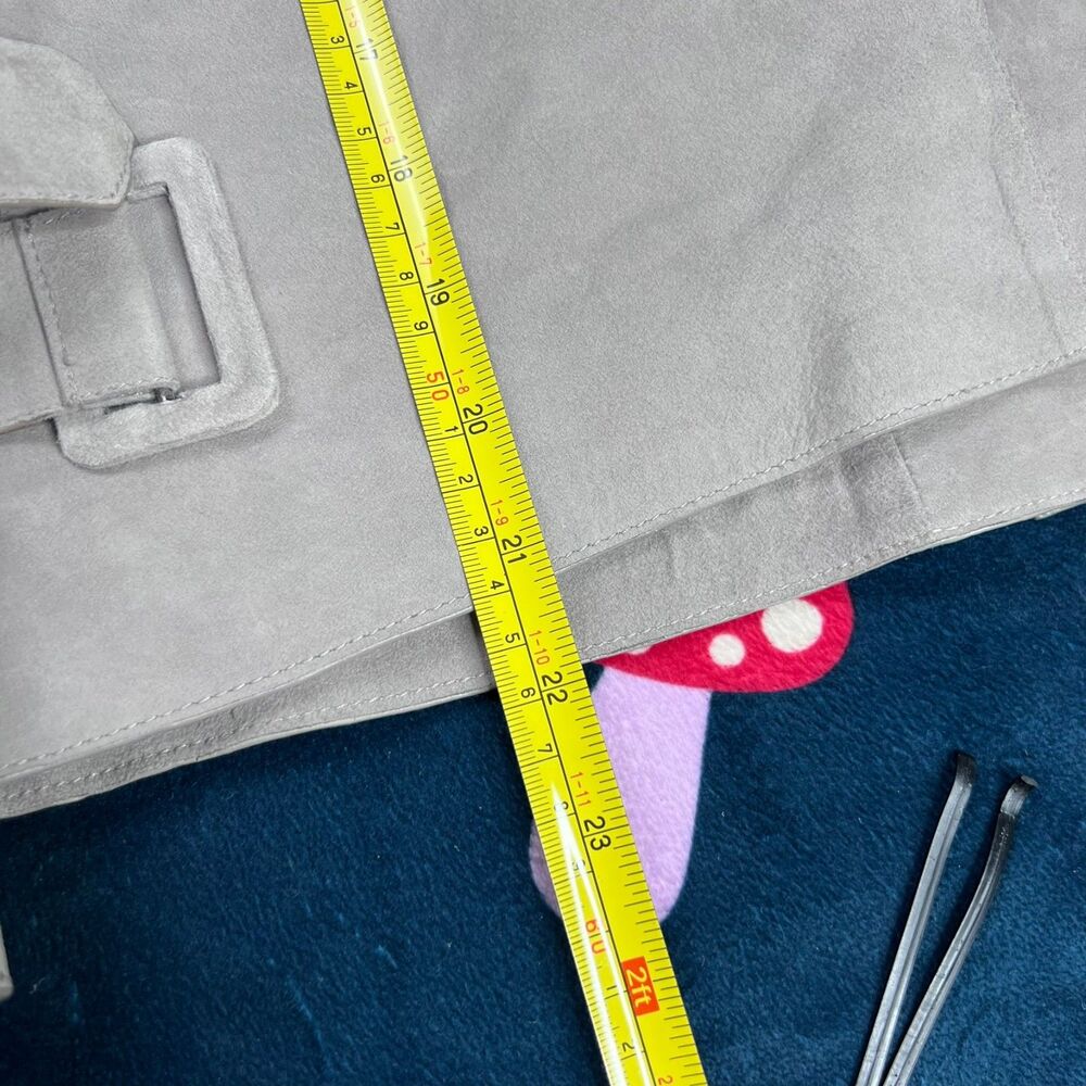 Oakwood NWT 100% Goat Suede Gray Trench Jacket Leather Paris Size XS - Picture 8 of 9